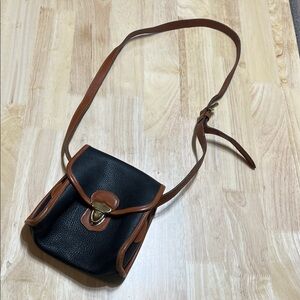 Vintage Dooney & Bourke Dark Blue and Tan Crossbody Bag
